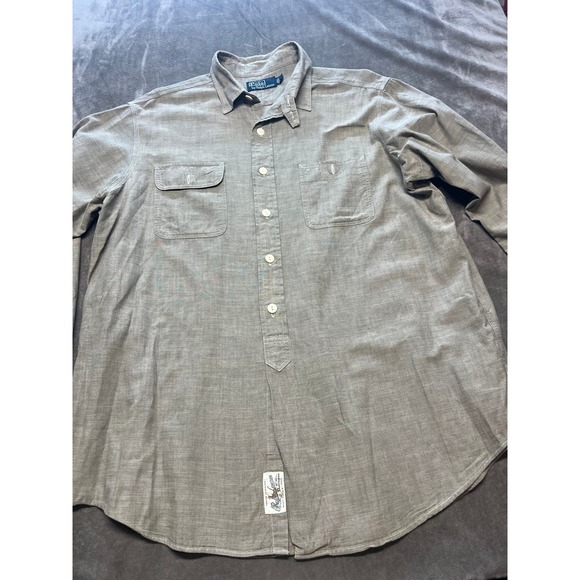 Polo Ralph Lauren Mens XL Long Sleeve Button Up Shirt Two Pocket Olive Green - Picture 1 of 9